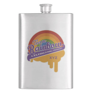 Aangepaste kolf voor team-regenboogvlies heupfles