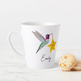 Aangepaste kolibrie en sterren Latte mok