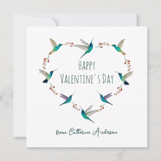 Aangepaste kolibrie hart feestdagenkaart (Voorkant)