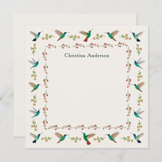 Aangepaste Kolibrie Rand Notitiekaartje (Voorkant / Achterkant)