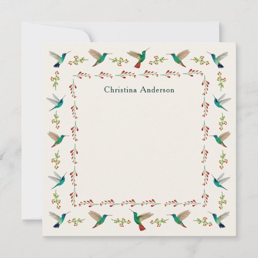 Aangepaste Kolibrie Rand Notitiekaartje (Voorkant)