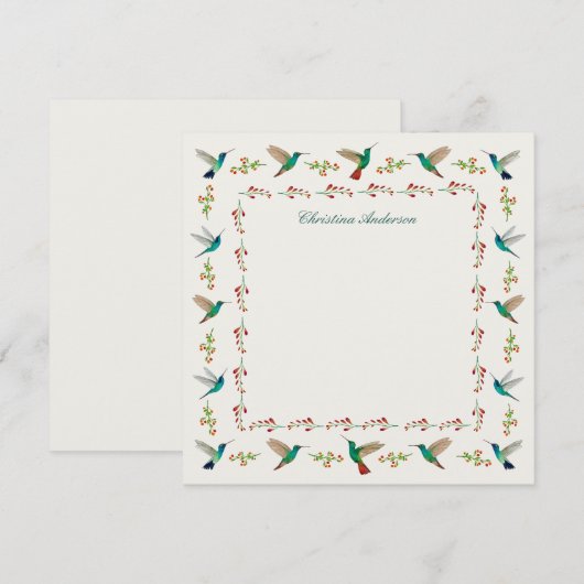 Aangepaste Kolibrie Rand Notitiekaartje (Voorkant / Achterkant)