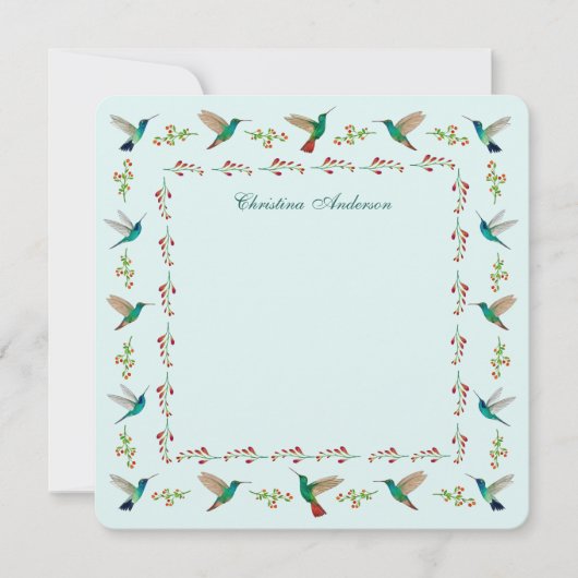 Aangepaste Kolibrie Rand Notitiekaartje (Voorkant)