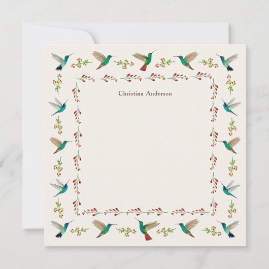 Aangepaste Kolibrie Rand Notitiekaartje (Voorkant)