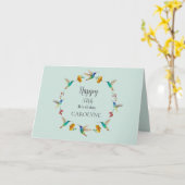 Aangepaste Kolibrie Verjaardagskaart Kaart (Gele Bloem)