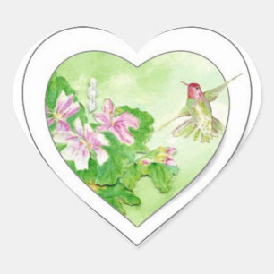 Aangepaste kolibrie, Vogel Collectie Hart Sticker
