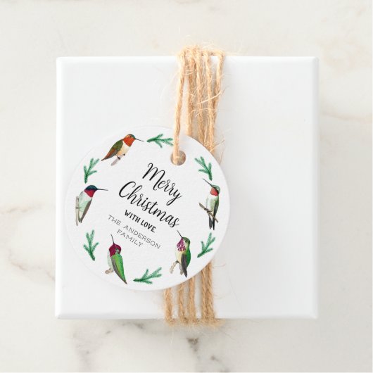 Aangepaste kolibries kerst bedankjes labels (In situ)