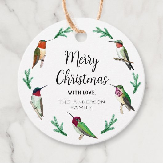 Aangepaste kolibries kerst bedankjes labels (Voorkant)