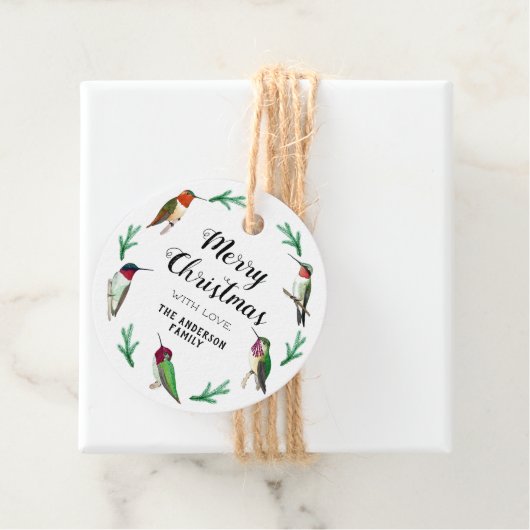 Aangepaste kolibries kerst bedankjes labels (In situ)