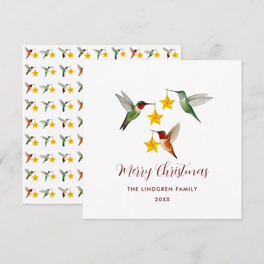 Aangepaste kolibries Vrolijk kerstfeest Feestdagenkaart (Voorkant / Achterkant)