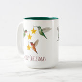 Aangepaste kolibries Vrolijk kerstfeest Tweekleurige Koffiemok (Voorkant links)