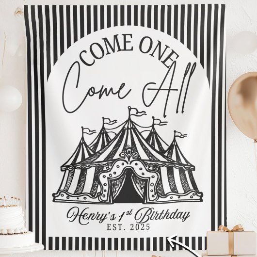 Aangepaste "Kom Eén Kom Allen" banner voor Circus Wandkleed