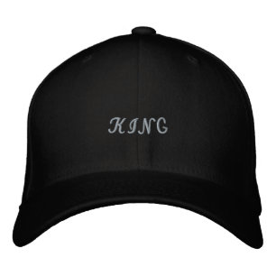 Aangepaste Koning Tekst Basic Flexfit Wol Zwart Kl Geborduurde Pet