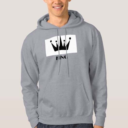 Aangepaste Koning Tekst Kroon Hoodie Grijs Sweatsh (Voorkant)