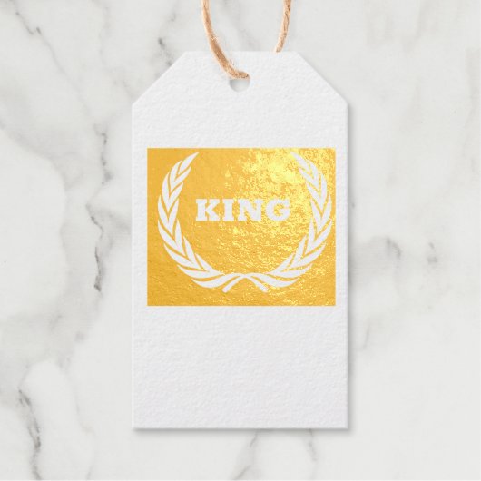 Aangepaste Koning tekst Premium Kraft Goud Folie C Cadeaulabels (Voorkant)