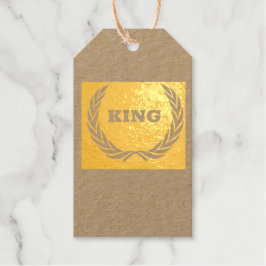 Aangepaste Koning tekst Premium Kraft Goud Folie C Cadeaulabels