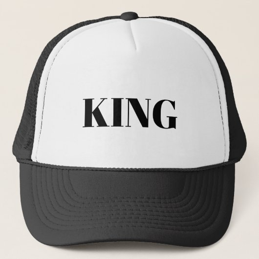 Aangepaste Koning Tekst Wit en Zwart kleur Trucker Trucker Pet (Voorkant)