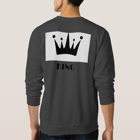 Aangepaste Koning Tekst Zwart Kroon Afbeelding Bas Trui (Achterkant)