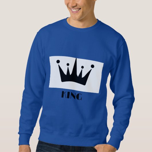 Aangepaste Koning Tekst Zwarte Kroon Afbeelding Ro Trui (Voorkant)
