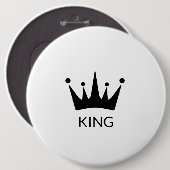 Aangepaste Koning Tekst Zwarte Kroon Vorm Ronde Kn Button 6,0 Cm (Voorkant /achterkant)