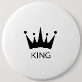 Aangepaste Koning Tekst Zwarte Kroon Vorm Ronde Kn Button 6,0 Cm (Voorkant)
