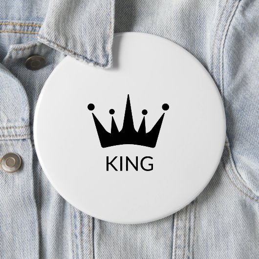 Aangepaste Koning Tekst Zwarte Kroon Vorm Ronde Kn Button 6,0 Cm (In situ)