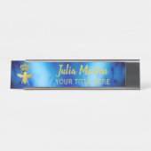 Aangepaste KONINGENBEE Aesthetisch Blauwe naamplaa Bureau Naambordje (Voorkant)