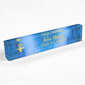 Aangepaste KONINGENBEE Aesthetische Blauwe Holder Naambordje