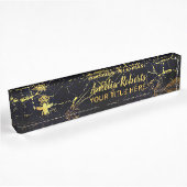 Aangepaste KONINGENBEE Gold Black Marmer Holder Naambordje