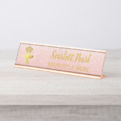 Aangepaste KONINGENBEE Roos Glitter-naamplaathoude Bureau Naambordje (Voorkant)