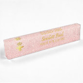 Aangepaste KONINGENBEE Roos Glitter-naamplaathoude Naambordje