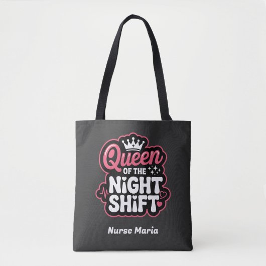 Aangepaste Koningin van de Nachtdienst Roze Verple Tote Bag (Voorkant)