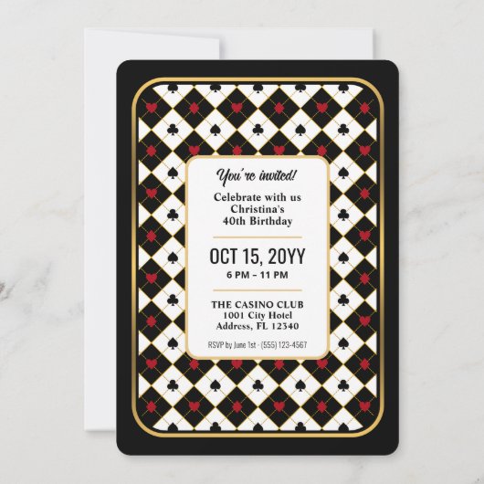 Aangepaste Koningin van Schoppen Verjaardag Uitnod Kaart (Achterkant)