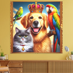 Aangepaste Koninklijke Pet Portret Edele Digitale Canvas Afdruk