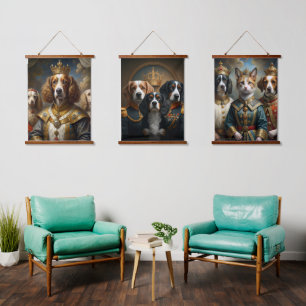 Aangepaste Koninklijke Pet Portret Edele Digitale Hangend Wandkleed