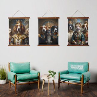 Aangepaste Koninklijke Pet Portret Edele Digitale Hangend Wandkleed
