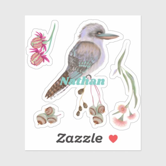 Aangepaste Kookaburra en Eucalyptus Sticker (Vel)
