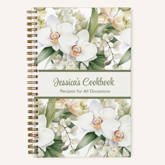 Aangepaste kookboek witte orchideeën recepten Noti Notitieboek (Voorkant)
