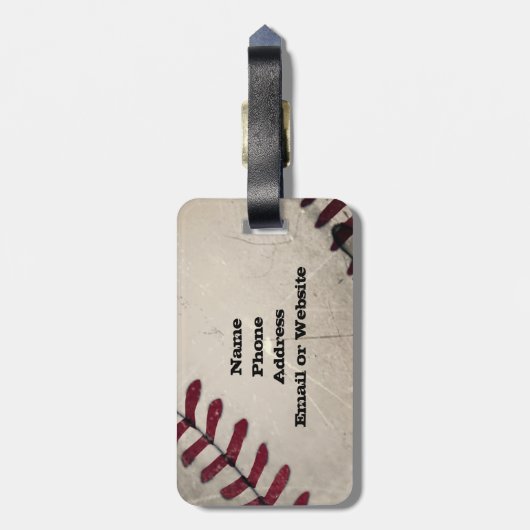 Aangepaste kool  grunge honkbal bagagelabel (Achterkant verticaal)