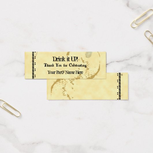 Aangepaste koperkleurige typemachine grunge drankk mini visitekaartjes (Kantoor)