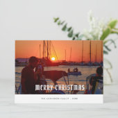 Aangepaste koppel foto elegante kerstkaart (Staand voorkant)