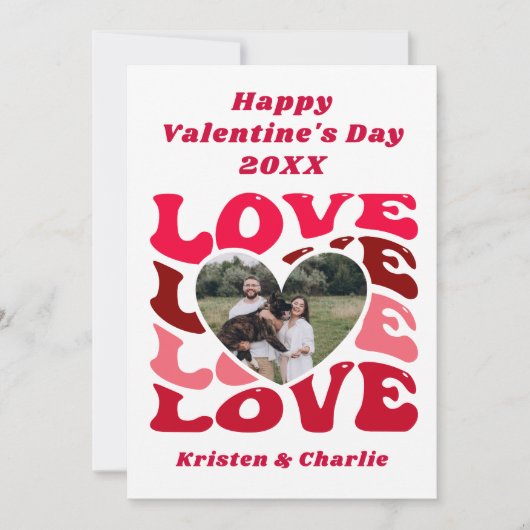 Aangepaste koppel foto Fijne Valentijnsdag Feestdagenkaart (Voorkant)