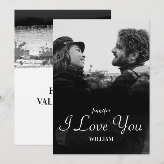 Aangepaste koppel foto Fijne Valentijnsdag Feestdagenkaart (Voorkant / Achterkant)