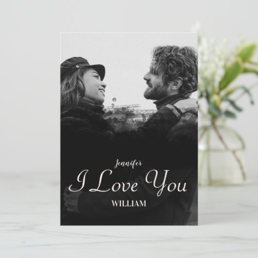 Aangepaste koppel foto Fijne Valentijnsdag Feestdagenkaart (Staand voorkant)