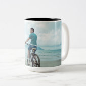 Aangepaste koppel foto gepersonaliseerd tweekleurige koffiemok (Voorkant rechts)