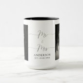 aangepaste koppel foto met mr en mrs tekst  mok (Midden)