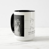 aangepaste koppel foto met mr en mrs tekst  mok (Voorkant links)