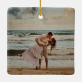 Aangepaste koppel foto ornament, Foto kerst Keramisch Ornament (Achterkant)