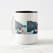 Aangepaste koppel fotobeker – Liefdesgeschenk Tweekleurige Koffiemok (Voorkant links)