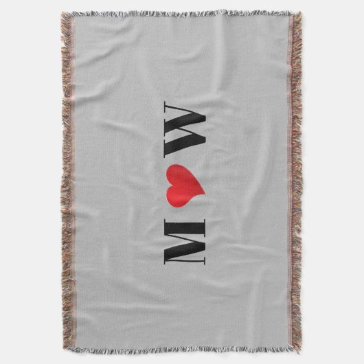 Aangepaste koppel initials A Houdt van B rood hart Deken (Voorkant Verticaal)